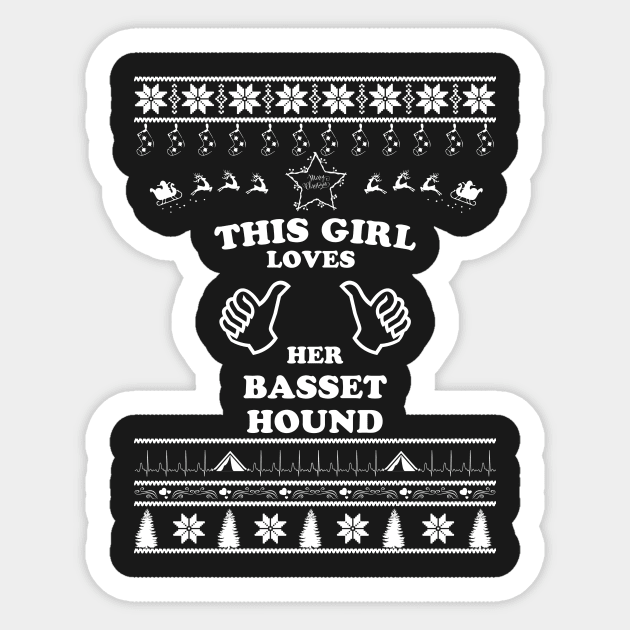 Merry Christmas Basset Hound Sticker by bryanwilly